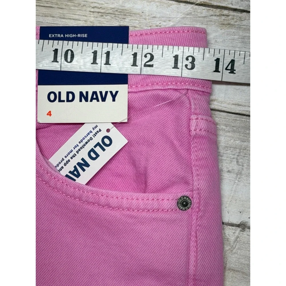 Old Navy Sky-Hi Wide Leg Jeans Pink Extra High Rise Size 4. NWT
